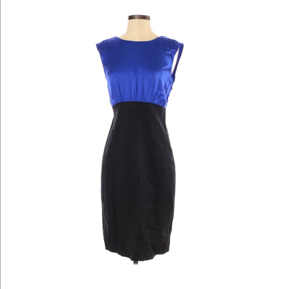 SOLD! J Crew Cobalt Blue and Black Silk Dress